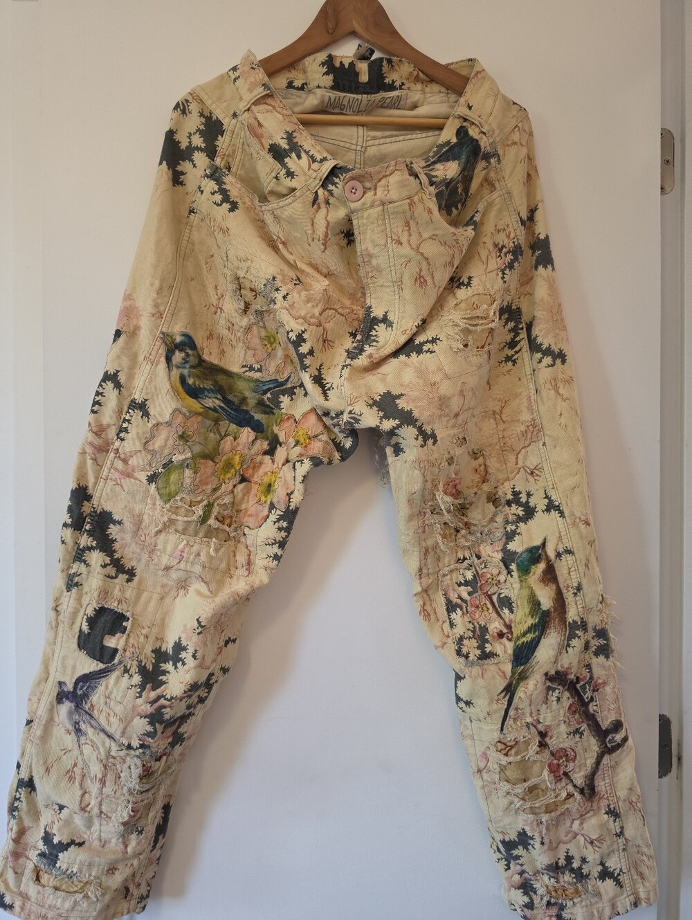 Magnolia Pearl Foral & Bird Appliqué Miner Denims